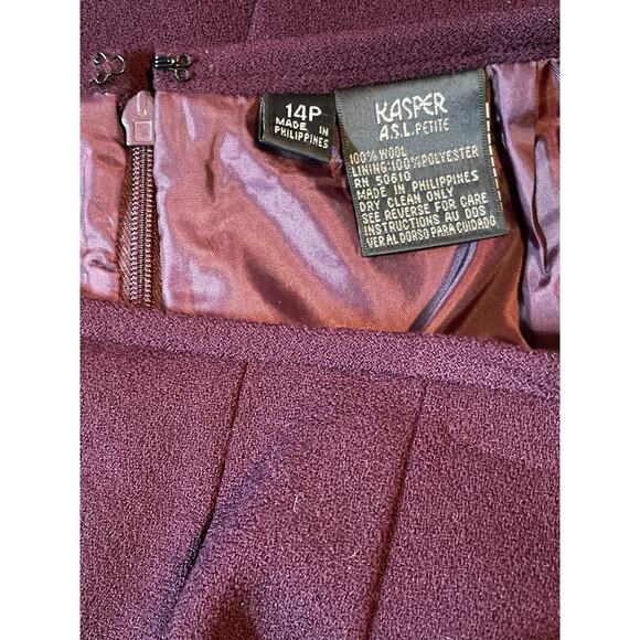 Kasper ASL Vintage Plum Purple Wool Skirt 14 Petite - Picture 7 of 7